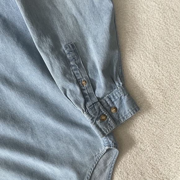 Vintage Marlboro Country Store Denim Shirt Mens Med Light Wash Grunge Y2k Cowboy - Picture 8 of 16